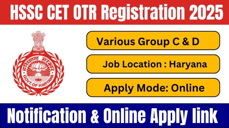 HSSC CET OTR Registration 2025